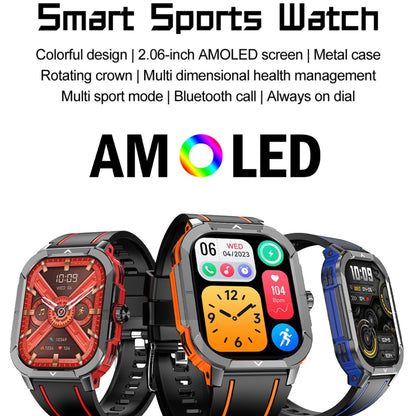 LEMFO HK56 2.06 inch BT5.3 IP68 Sport Smart Watch, Support Bluetooth Call / Message Notification / Heart Rate / Blood Pressure Health Monitor(Blue) - Smart Watches by LEMFO | Online Shopping South Africa | PMC Jewellery | Buy Now Pay Later Mobicred