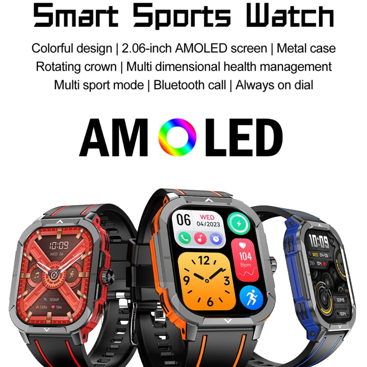 LEMFO HK56 2.06 inch BT5.3 IP68 Sport Smart Watch, Support Bluetooth Call / Message Notification / Heart Rate / Blood Pressure Health Monitor(Red) - Smart Watches by LEMFO | Online Shopping South Africa | PMC Jewellery | Buy Now Pay Later Mobicred