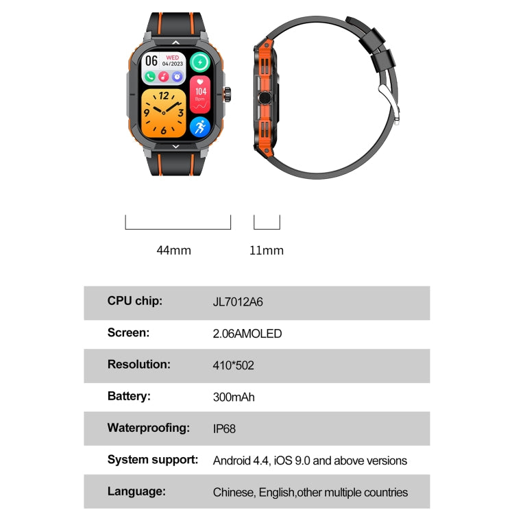 LEMFO HK56 2.06 inch BT5.3 IP68 Sport Smart Watch, Support Bluetooth Call / Message Notification / Heart Rate / Blood Pressure Health Monitor(Blue) - Smart Watches by LEMFO | Online Shopping South Africa | PMC Jewellery | Buy Now Pay Later Mobicred