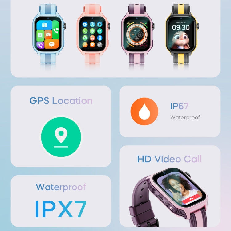 LEMFO K36 1.83 inch IPX7 Children Sport Smart Watch, Support Video Call / Message Notification / GPS / WiFi(Purple) - Smart Watches by LEMFO | Online Shopping South Africa | PMC Jewellery | Buy Now Pay Later Mobicred