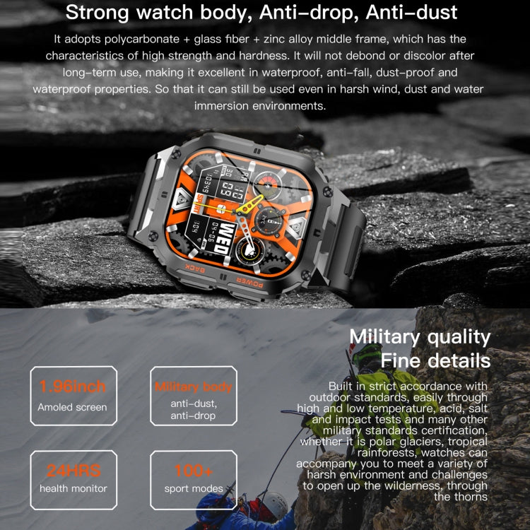 LEMFO K61 Pro 1.96 inch BT5.0 Sport Smart Watch, Support Bluetooth Call / Sleep / Blood Oxygen / Heart Rate / Blood Pressure Health Monitor(Orange) - Smart Watches by LEMFO | Online Shopping South Africa | PMC Jewellery | Buy Now Pay Later Mobicred