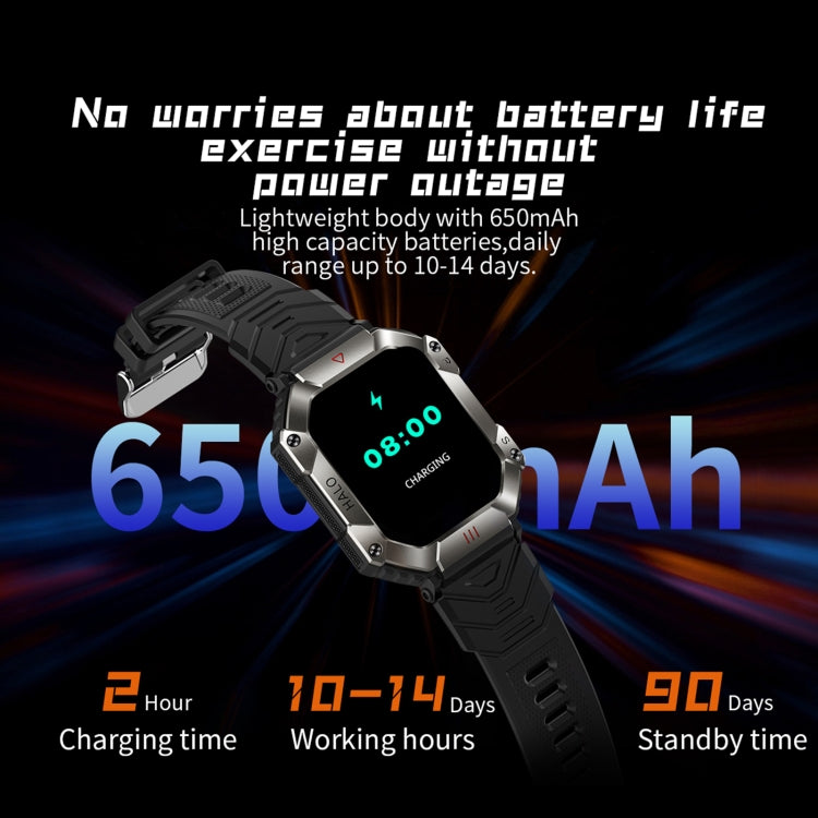 LEMFO KR80 2.0 inch BT5.1 IP67 Sport Smart Watch, Support Bluetooth Call / Sleep / Blood Oxygen / Heart Rate / Blood Pressure Health Monitor(Black+Orange) - Smart Watches by LEMFO | Online Shopping South Africa | PMC Jewellery | Buy Now Pay Later Mobicred