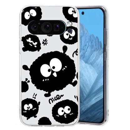 For Google Pixel 9 Colored Drawing Pattern Transparent TPU Phone Case(Black Eye) - Google Cases by PMC Jewellery | Online Shopping South Africa | PMC Jewellery | Buy Now Pay Later Mobicred