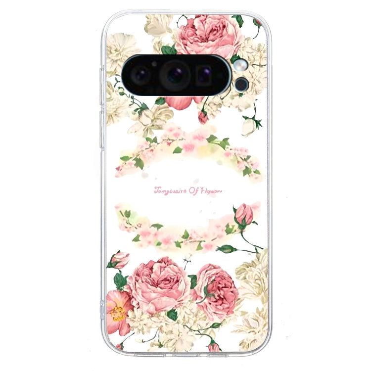 For Google Pixel 9 Colored Drawing Pattern Transparent TPU Phone Case(Rose) - Google Cases by PMC Jewellery | Online Shopping South Africa | PMC Jewellery | Buy Now Pay Later Mobicred