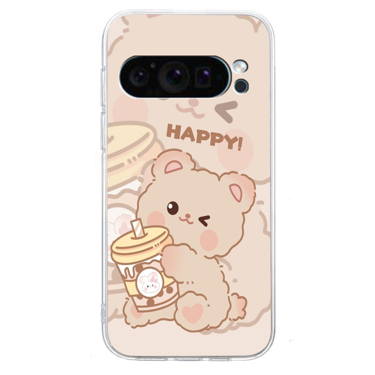 For Google Pixel 9 Pro Colored Drawing Pattern Transparent TPU Phone Case(Bear) - Google Cases by PMC Jewellery | Online Shopping South Africa | PMC Jewellery | Buy Now Pay Later Mobicred