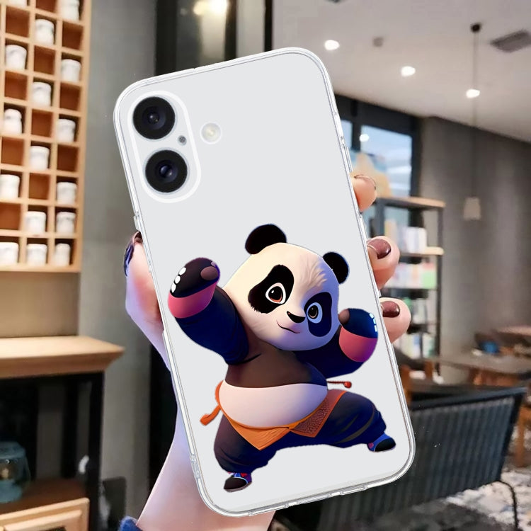 For iPhone 16 Colored Drawing Pattern Transparent TPU Phone Case(Panda) - iPhone 16 Cases by PMC Jewellery | Online Shopping South Africa | PMC Jewellery | Buy Now Pay Later Mobicred