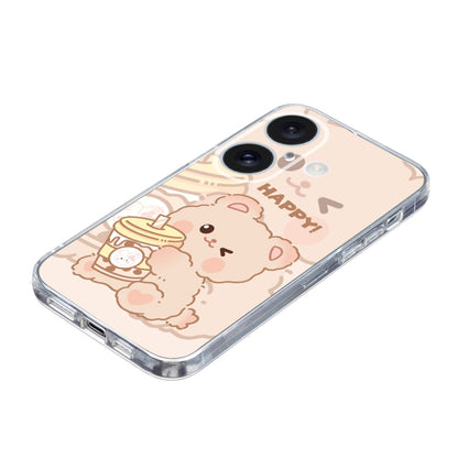 For iPhone 16 Colored Drawing Pattern Transparent TPU Phone Case(Bear) - iPhone 16 Cases by PMC Jewellery | Online Shopping South Africa | PMC Jewellery | Buy Now Pay Later Mobicred