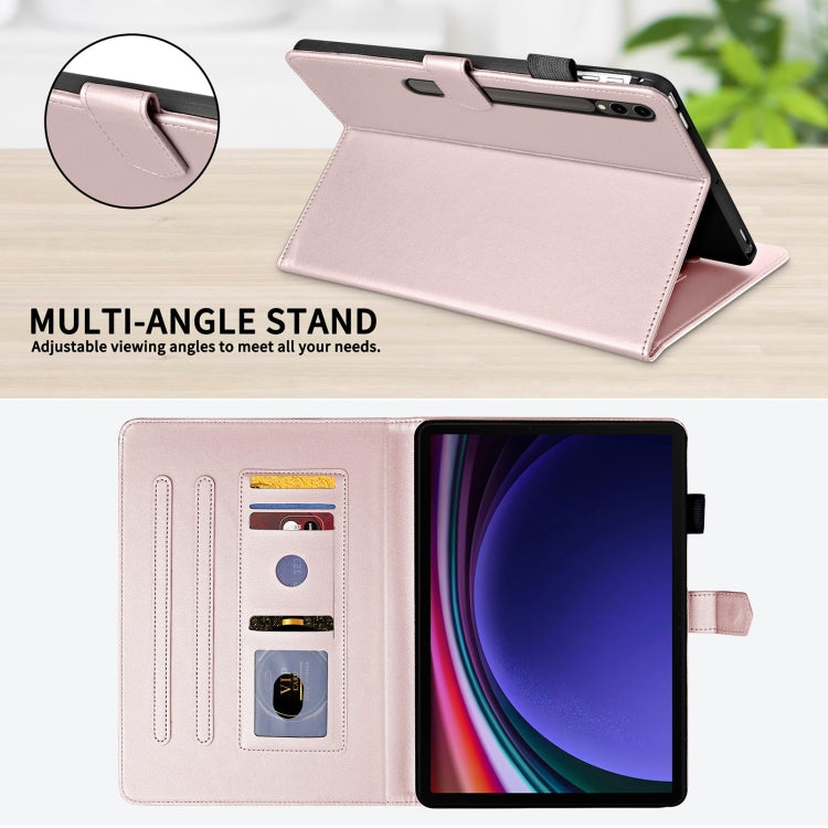 For Samsung Galaxy Tab S9 FE+ / S9+ Rhombus Lattice Leather Tablet Case(Rose Gold) - Galaxy Tab S9 FE+ by PMC Jewellery | Online Shopping South Africa | PMC Jewellery | Buy Now Pay Later Mobicred