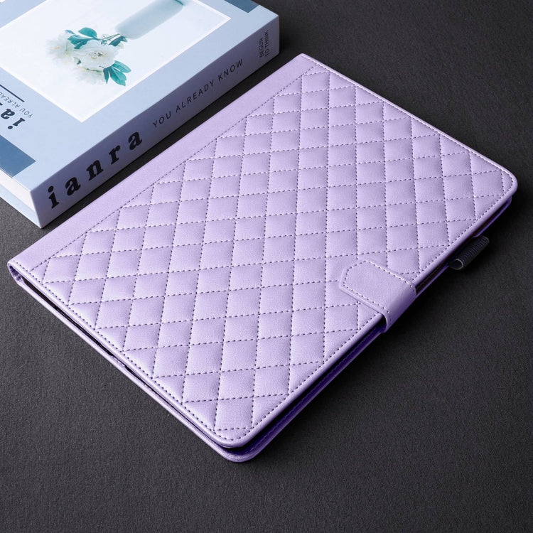 For Samsung Galaxy Tab S9 FE / S9 Rhombus Lattice Leather Tablet Case(Purple) - Galaxy Tab S9 FE by PMC Jewellery | Online Shopping South Africa | PMC Jewellery | Buy Now Pay Later Mobicred