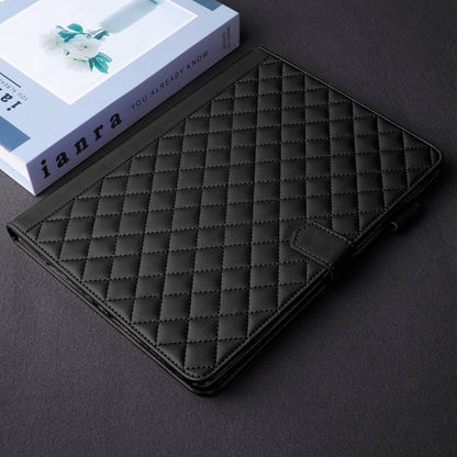 For Samsung Galaxy Tab S9 FE / S9 Rhombus Lattice Leather Tablet Case(Black) - Galaxy Tab S9 FE by PMC Jewellery | Online Shopping South Africa | PMC Jewellery | Buy Now Pay Later Mobicred