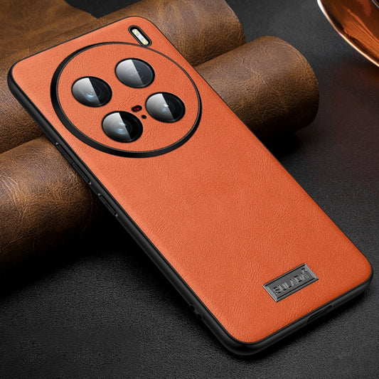 For vivo X100 Ultra SULADA Shockproof TPU + Handmade Leather Phone Case(Orange) - vivo Cases by SULADA | Online Shopping South Africa | PMC Jewellery | Buy Now Pay Later Mobicred