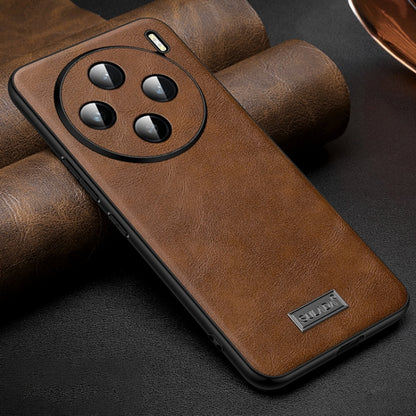 For vivo X100 SULADA Shockproof TPU + Handmade Leather Phone Case(Brown) - X100 Cases by SULADA | Online Shopping South Africa | PMC Jewellery | Buy Now Pay Later Mobicred