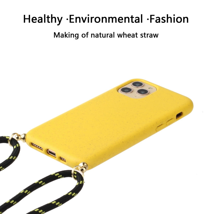 For iPhone 16 Wheat Straw Material + TPU Phone Case with Lanyard(Yellow) - iPhone 16 Cases by PMC Jewellery | Online Shopping South Africa | PMC Jewellery | Buy Now Pay Later Mobicred