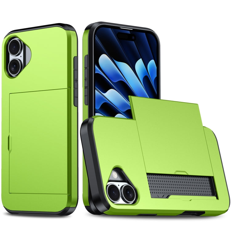 For iPhone 16 Shockproof Armor Phone Case with Card Slot(Green) - iPhone 16 Cases by PMC Jewellery | Online Shopping South Africa | PMC Jewellery | Buy Now Pay Later Mobicred