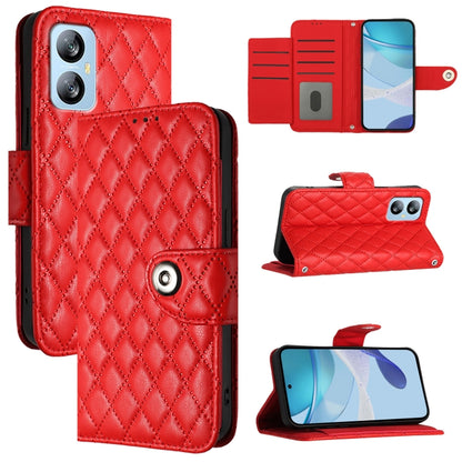 For Blackview A52 Rhombic Texture Flip Leather Phone Case with Lanyard(Red) - More Brand by PMC Jewellery | Online Shopping South Africa | PMC Jewellery | Buy Now Pay Later Mobicred