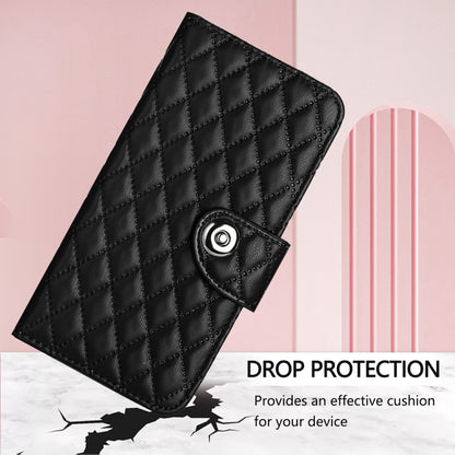 For Blackview A52 Rhombic Texture Flip Leather Phone Case with Lanyard(Black) - More Brand by PMC Jewellery | Online Shopping South Africa | PMC Jewellery | Buy Now Pay Later Mobicred