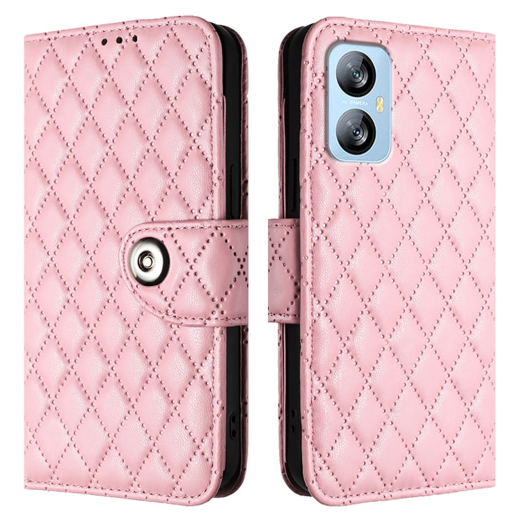 For Blackview A52 Rhombic Texture Flip Leather Phone Case with Lanyard(Pink) - More Brand by PMC Jewellery | Online Shopping South Africa | PMC Jewellery | Buy Now Pay Later Mobicred