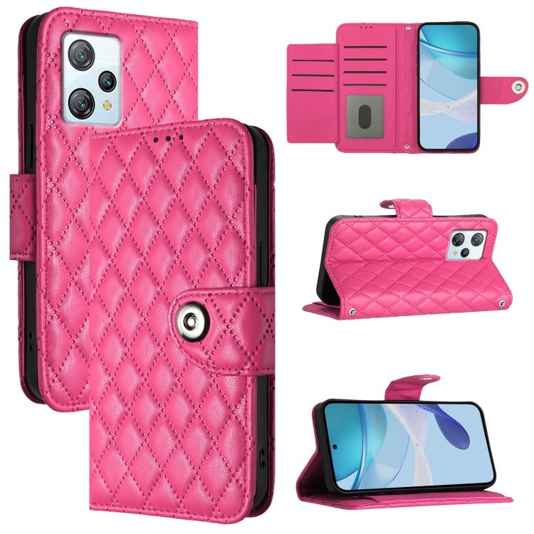 For Blackview A53 Rhombic Texture Flip Leather Phone Case with Lanyard(Rose Red) - More Brand by PMC Jewellery | Online Shopping South Africa | PMC Jewellery | Buy Now Pay Later Mobicred