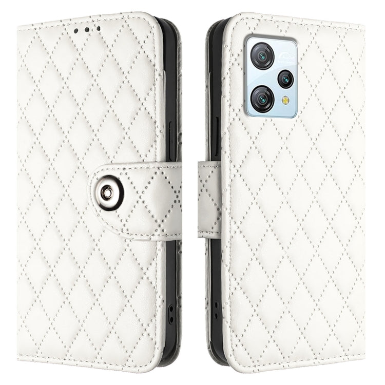 For Blackview A53 Rhombic Texture Flip Leather Phone Case with Lanyard(White) - More Brand by PMC Jewellery | Online Shopping South Africa | PMC Jewellery | Buy Now Pay Later Mobicred