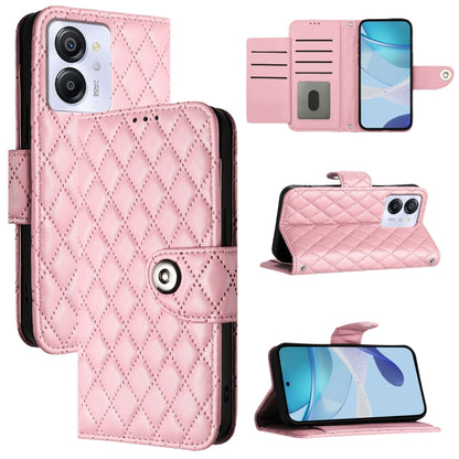 For Blackview Color 8 Rhombic Texture Flip Leather Phone Case with Lanyard(Pink) - More Brand by PMC Jewellery | Online Shopping South Africa | PMC Jewellery | Buy Now Pay Later Mobicred