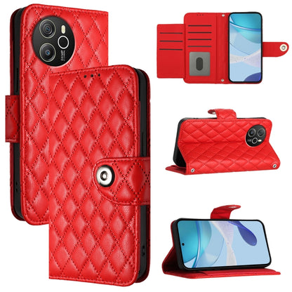For Blackview Shark 8 Rhombic Texture Flip Leather Phone Case with Lanyard(Red) - More Brand by PMC Jewellery | Online Shopping South Africa | PMC Jewellery | Buy Now Pay Later Mobicred
