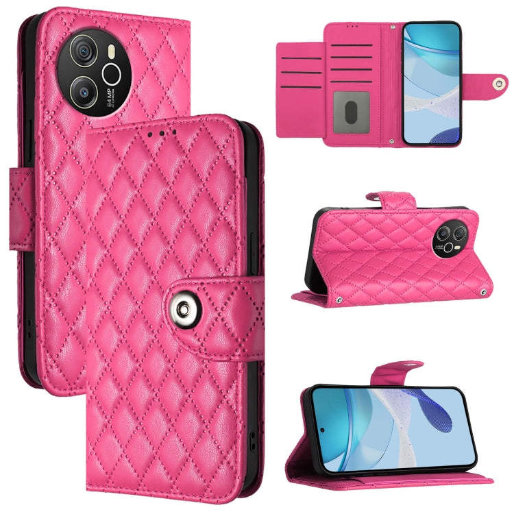 For Blackview Shark 8 Rhombic Texture Flip Leather Phone Case with Lanyard(Rose Red) - More Brand by PMC Jewellery | Online Shopping South Africa | PMC Jewellery | Buy Now Pay Later Mobicred