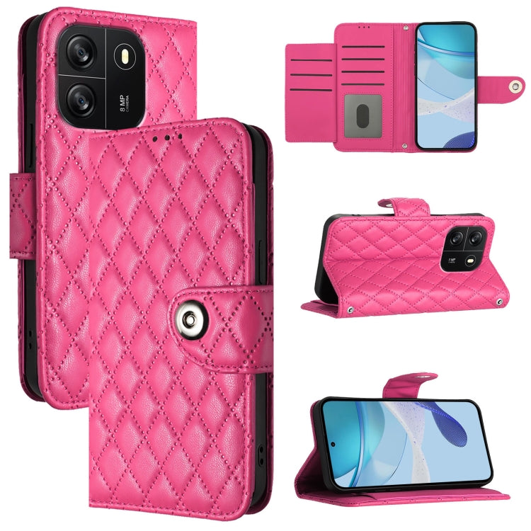 For Blackview Wave 6C Rhombic Texture Flip Leather Phone Case with Lanyard(Rose Red) - More Brand by PMC Jewellery | Online Shopping South Africa | PMC Jewellery | Buy Now Pay Later Mobicred