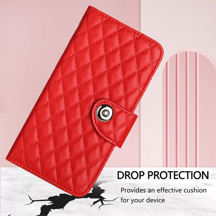 For Ulefone Note 18 Ultra Rhombic Texture Flip Leather Phone Case with Lanyard(Red) - Ulefone Cases by PMC Jewellery | Online Shopping South Africa | PMC Jewellery | Buy Now Pay Later Mobicred