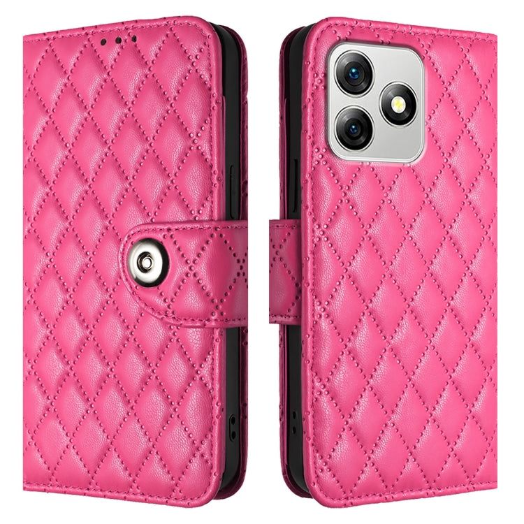 For Ulefone Note 18 Ultra Rhombic Texture Flip Leather Phone Case with Lanyard(Rose Red) - Ulefone Cases by PMC Jewellery | Online Shopping South Africa | PMC Jewellery | Buy Now Pay Later Mobicred