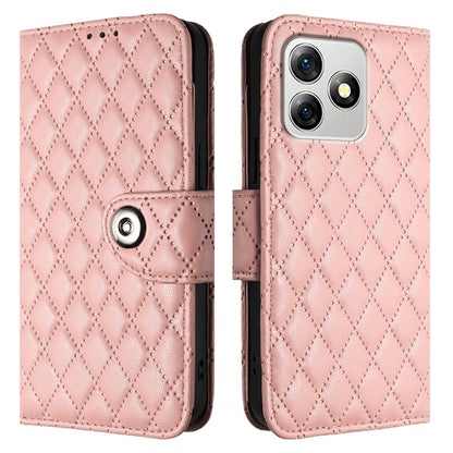 For Ulefone Note 18 Ultra Rhombic Texture Flip Leather Phone Case with Lanyard(Coral Pink) - Ulefone Cases by PMC Jewellery | Online Shopping South Africa | PMC Jewellery | Buy Now Pay Later Mobicred