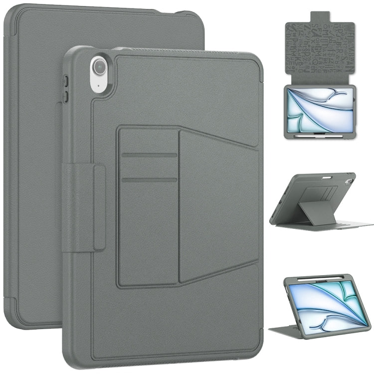 For iPad Air 11 2024 Smart B Magnetic Holder Leather Tablet Case(Grey) - iPad Air 11 2024 Cases by PMC Jewellery | Online Shopping South Africa | PMC Jewellery | Buy Now Pay Later Mobicred