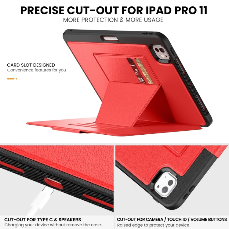 For iPad Pro 11 2024 Smart B Magnetic Holder Leather Tablet Case(Red) - iPad Pro 11 2024 Cases by PMC Jewellery | Online Shopping South Africa | PMC Jewellery | Buy Now Pay Later Mobicred