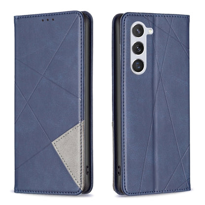 For Samsung Galaxy S25 5G Rhombus Texture Magnetic Leather Phone Case(Blue) - Galaxy S25 5G Cases by PMC Jewellery | Online Shopping South Africa | PMC Jewellery | Buy Now Pay Later Mobicred