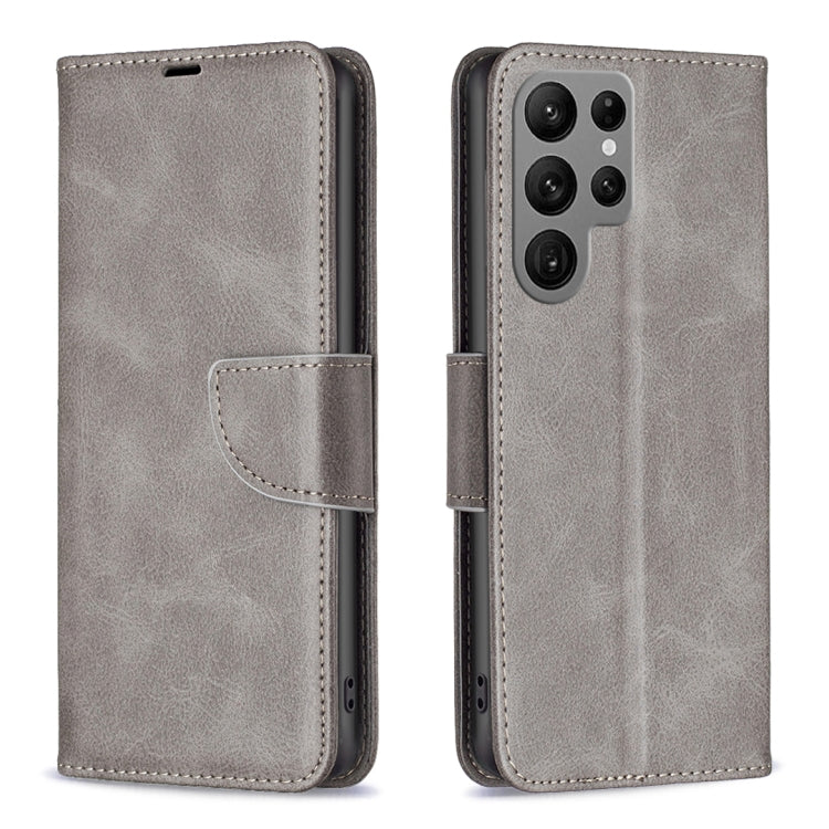 For Samsung Galaxy S25 Ultra 5G Lambskin Texture Pure Color Flip Leather Phone Case(Grey) - Galaxy S25 Ultra 5G Cases by PMC Jewellery | Online Shopping South Africa | PMC Jewellery | Buy Now Pay Later Mobicred