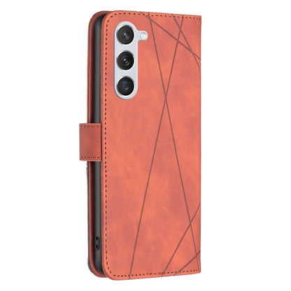 For Samsung Galaxy S25 5G Magnetic Buckle Rhombus Texture Leather Phone Case(Brown) - Galaxy S25 5G Cases by PMC Jewellery | Online Shopping South Africa | PMC Jewellery | Buy Now Pay Later Mobicred