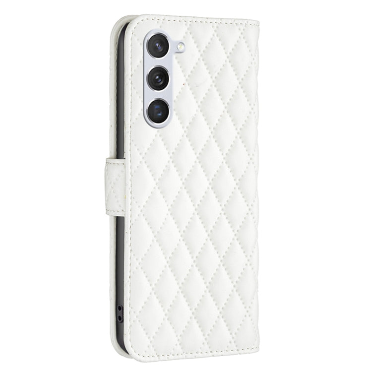 For Samsung Galaxy S25 5G Diamond Lattice Wallet Flip Leather Phone Case(White) - Galaxy S25 5G Cases by PMC Jewellery | Online Shopping South Africa | PMC Jewellery | Buy Now Pay Later Mobicred