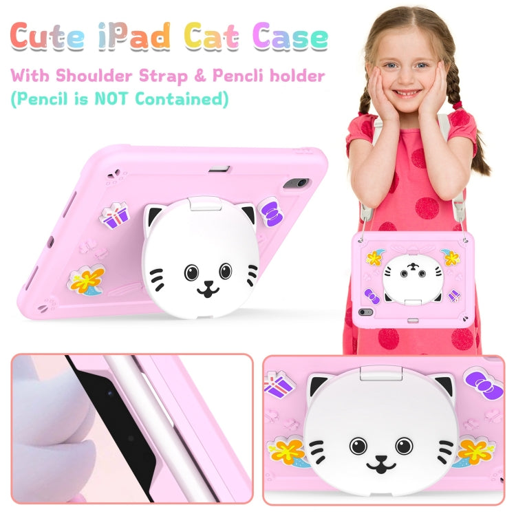 For iPad Air 11 2024 Cat Holder Silicone Hybrid PC Tablet Case with Strap(Cherry Blossom Pink) - iPad Air 11 2024 Cases by PMC Jewellery | Online Shopping South Africa | PMC Jewellery | Buy Now Pay Later Mobicred