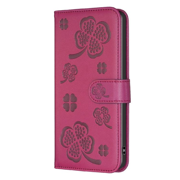 For Samsung Galaxy S25 Ultra 5G Four-leaf Embossed Leather Phone Case(Rose Red) - Galaxy S25 Ultra 5G Cases by PMC Jewellery | Online Shopping South Africa | PMC Jewellery | Buy Now Pay Later Mobicred