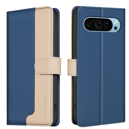 For Google Pixel 9 Color Matching RFID Anti-theft Leather Phone Case(Blue) - Google Cases by PMC Jewellery | Online Shopping South Africa | PMC Jewellery | Buy Now Pay Later Mobicred