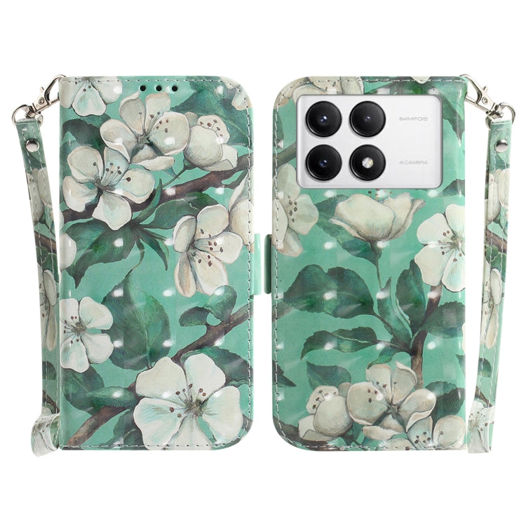 For Xiaomi Redmi K70 Pro / K70 3D Colored Flip Leather Phone Case(Watercolor Flower) - K70 Cases by PMC Jewellery | Online Shopping South Africa | PMC Jewellery | Buy Now Pay Later Mobicred