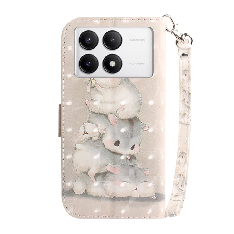 For Xiaomi Redmi K70 Pro / K70 3D Colored Flip Leather Phone Case(Squirrels) - K70 Cases by PMC Jewellery | Online Shopping South Africa | PMC Jewellery | Buy Now Pay Later Mobicred