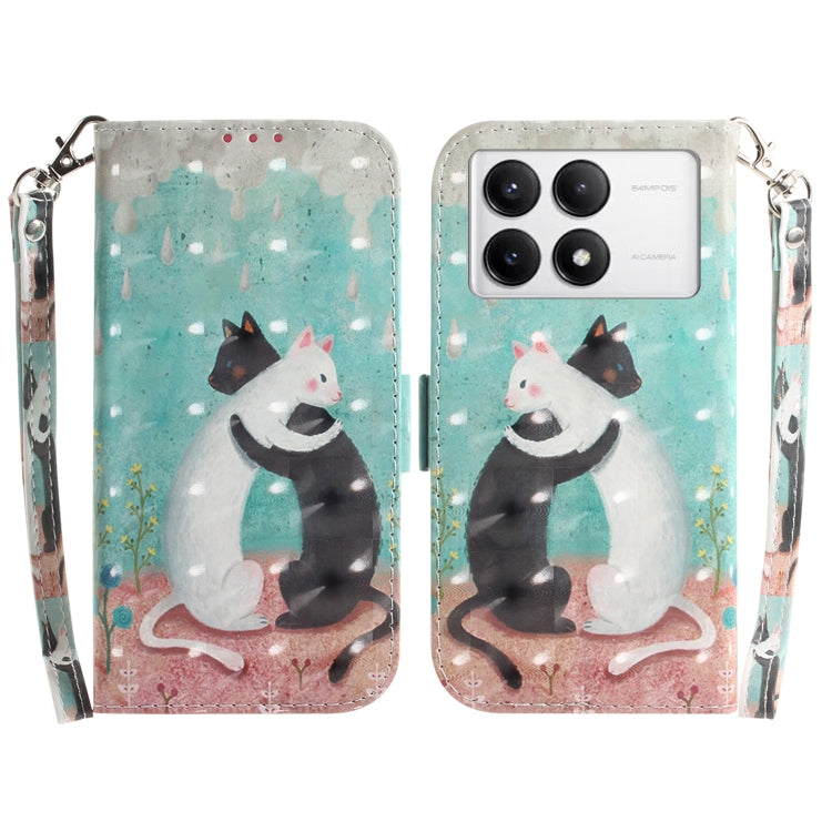 For Xiaomi Redmi K70 Pro / K70 3D Colored Flip Leather Phone Case(Black White Cat) - K70 Cases by PMC Jewellery | Online Shopping South Africa | PMC Jewellery | Buy Now Pay Later Mobicred