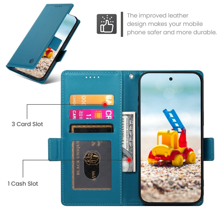 For Google Pixel 9 Pro Side Buckle Magnetic Frosted Leather Phone Case(Blue) - Google Cases by PMC Jewellery | Online Shopping South Africa | PMC Jewellery | Buy Now Pay Later Mobicred