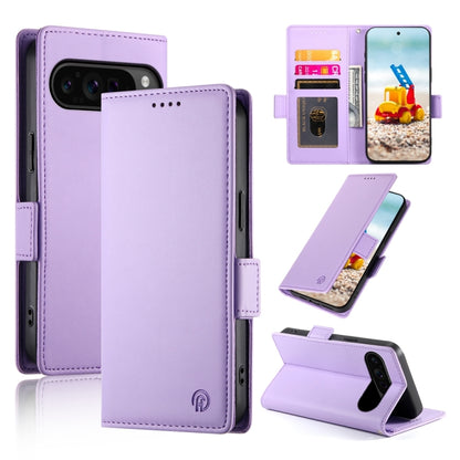 For Google Pixel 9 Pro Side Buckle Magnetic Frosted Leather Phone Case(Purple) - Google Cases by PMC Jewellery | Online Shopping South Africa | PMC Jewellery | Buy Now Pay Later Mobicred