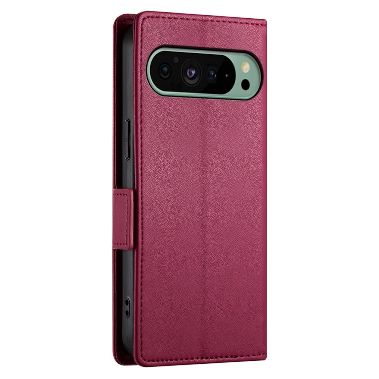 For Google Pixel 9 Side Buckle Magnetic Frosted Leather Phone Case(Wine Red) - Google Cases by PMC Jewellery | Online Shopping South Africa | PMC Jewellery | Buy Now Pay Later Mobicred