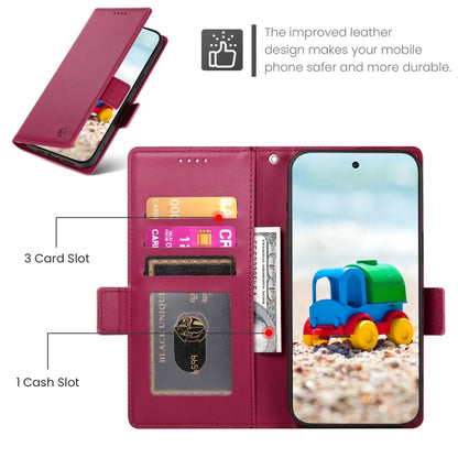 For Google Pixel 9 Side Buckle Magnetic Frosted Leather Phone Case(Wine Red) - Google Cases by PMC Jewellery | Online Shopping South Africa | PMC Jewellery | Buy Now Pay Later Mobicred