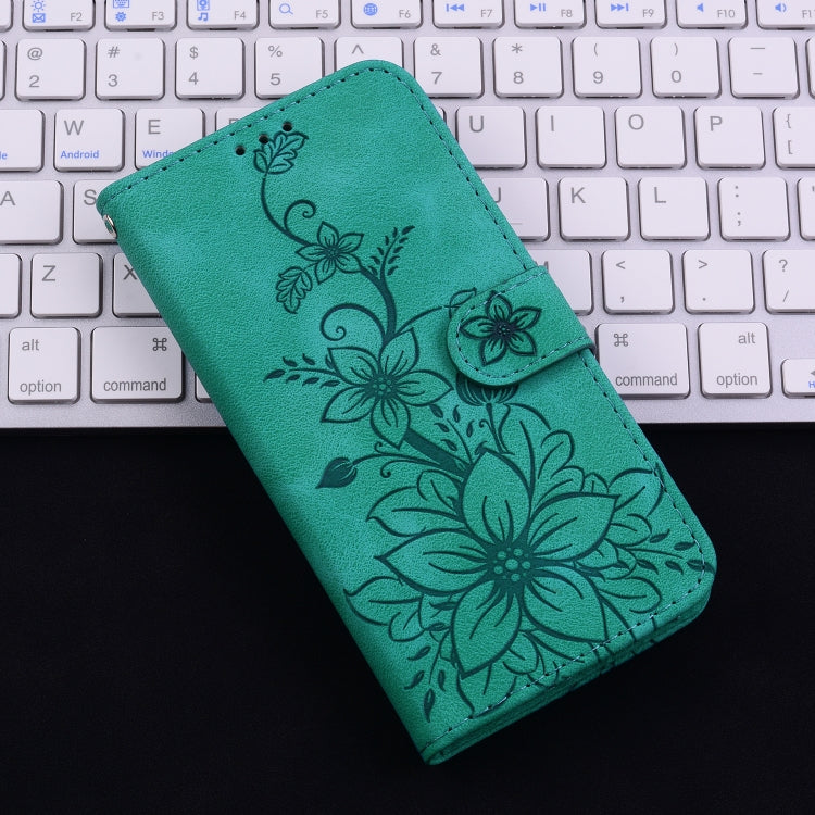 For Xiaomi Redmi K70 / K70 Pro Lily Embossed Leather Phone Case(Green) - K70 Cases by PMC Jewellery | Online Shopping South Africa | PMC Jewellery | Buy Now Pay Later Mobicred