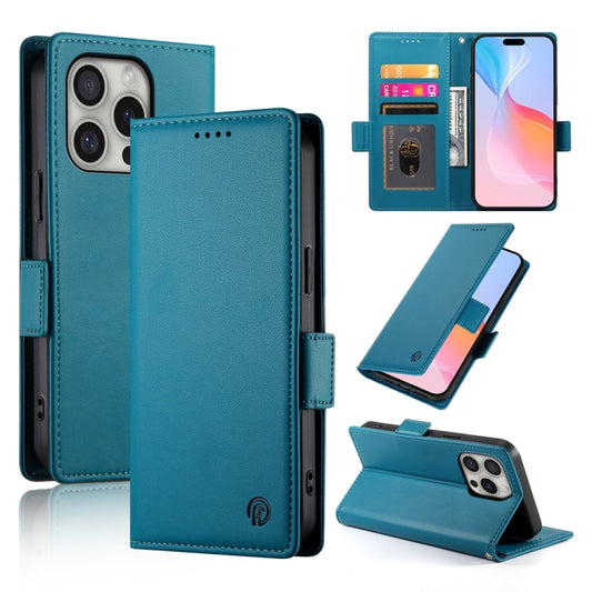 For iPhone 16 Pro Side Buckle Magnetic Frosted Leather Phone Case(Blue) - iPhone 16 Pro Cases by PMC Jewellery | Online Shopping South Africa | PMC Jewellery | Buy Now Pay Later Mobicred