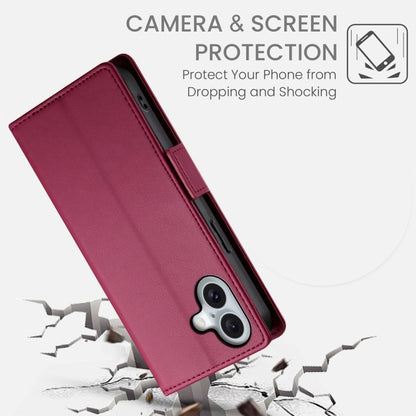 For iPhone 16 Side Buckle Magnetic Frosted Leather Phone Case(Wine Red) - iPhone 16 Cases by PMC Jewellery | Online Shopping South Africa | PMC Jewellery | Buy Now Pay Later Mobicred