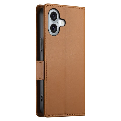 For iPhone 16 Side Buckle Magnetic Frosted Leather Phone Case(Brown) - iPhone 16 Cases by PMC Jewellery | Online Shopping South Africa | PMC Jewellery | Buy Now Pay Later Mobicred